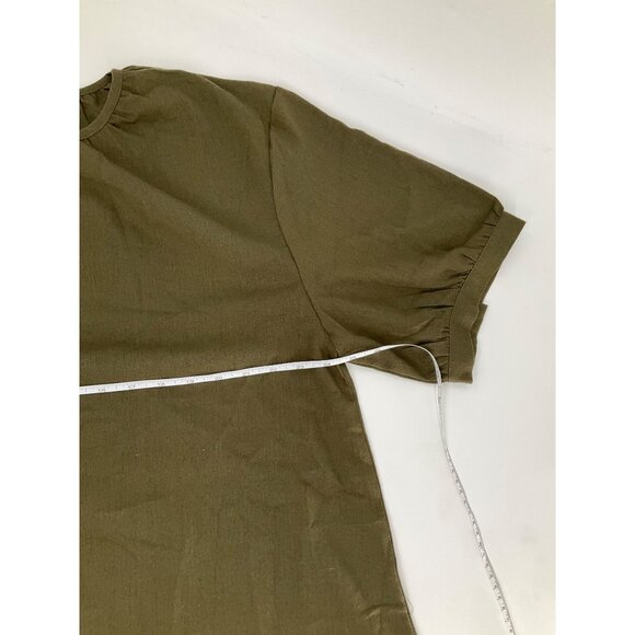 Mini bee Womens Olive Green Linen Blend Short Sleeve Tunic Top XXL Lagenlook - Picture 4 of 11